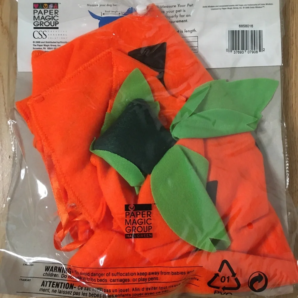 New Doggie🐶 2Pc Pumpkin Halloween Costume Size Medium Fits 14.5-17” Neck 17-20”